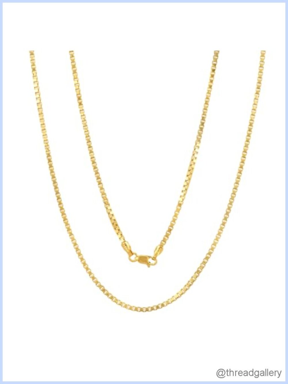 14K Yellow Gold Box Chain Necklace Lobster Clasp 1.75mm